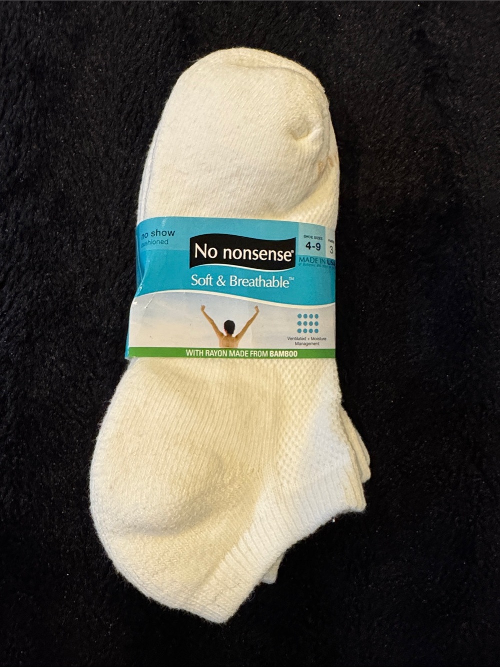 NWT No Nonsense Women  Soft & Breathable No Show Socks Shoe Size 4-9 USA 3 Pair